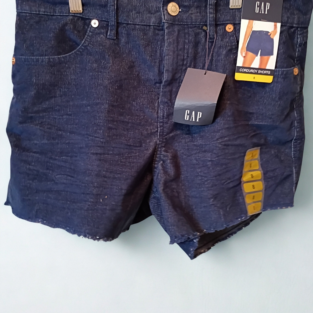 Gap Women’s Corduroy Shorts Size 8 NWT Blue Frayed Cut Offs